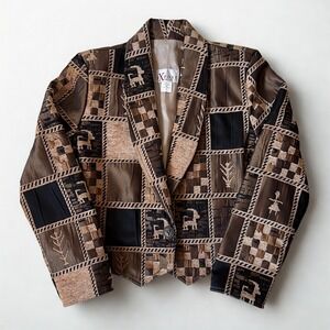 Expose Chenille Tapestry Blazer Jacket Southwestern Tribal Western Size L